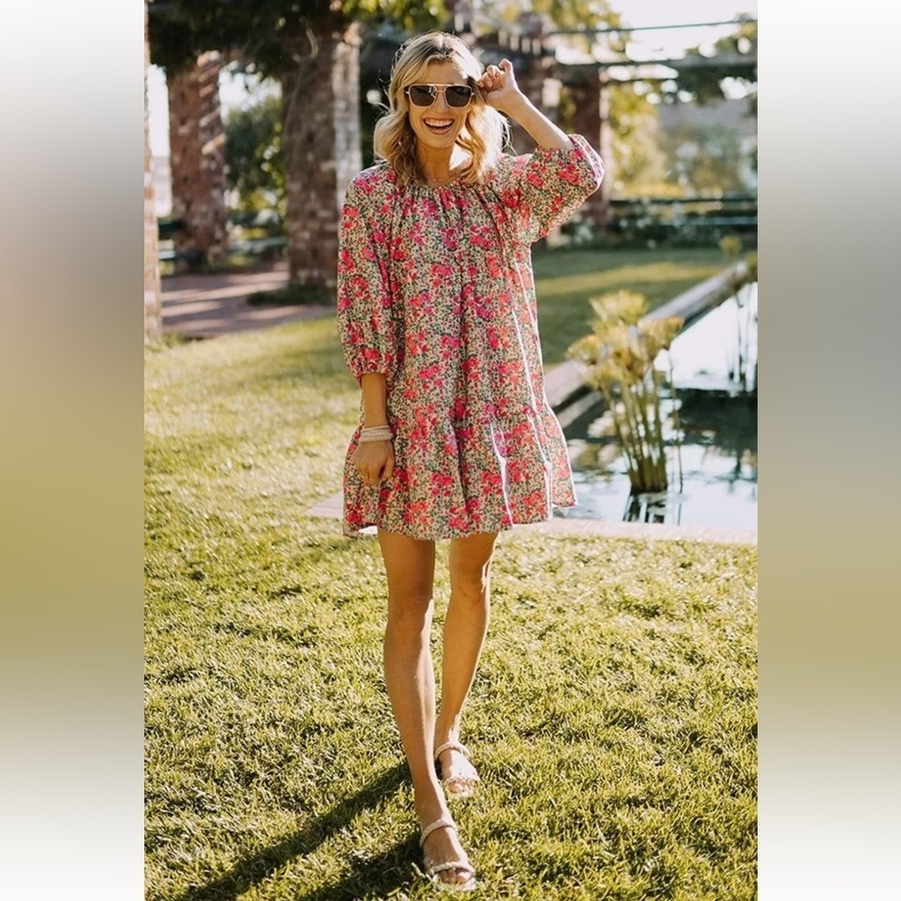 Zara Pink Floral Mini Dress - Picture 2 of 16
